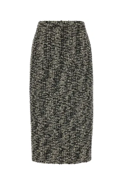Gucci Black Textured Midi Skirt