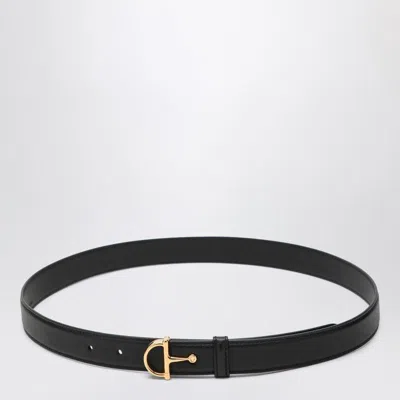 Gucci Black Thin Belt With Half Buckle