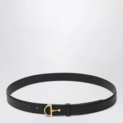 Gucci Black Thin Belt With Half Buckle In Gray