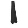 Gucci Men Black Horsebit Silk Jacquard Tie In Black