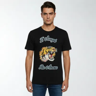 Pre-owned Gucci Black Tiger L‘aveugle Par Amour Jersey Crew Neck T-shirt L