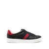 Gucci Ace Leather Sneakers With Lateral Web Band In Brown