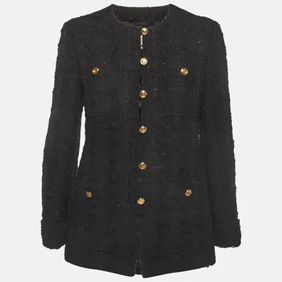Pre-owned Gucci Black Tweed Button Front Jacket M