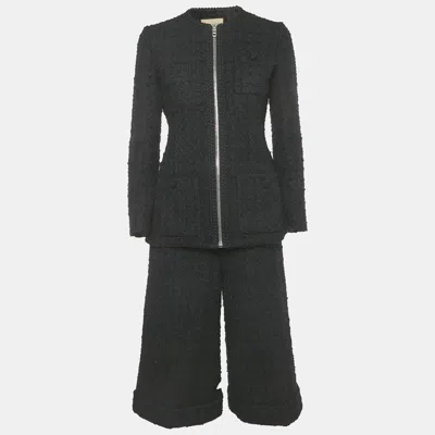 Pre-owned Gucci Black Tweed Zip-up Jacket And Trousers Set S