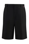 Gucci Black Bermuda Shorts With Web Detail In Wool Man In Black