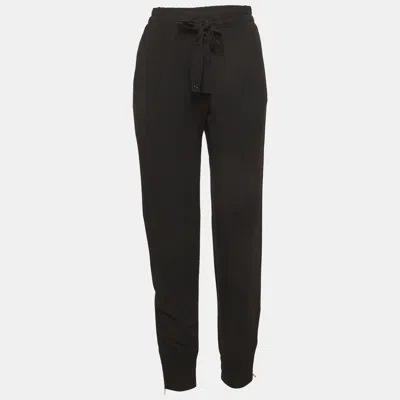 Pre-owned Gucci Black Twill Zip Detail Joggers S