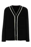 Gucci Wool Blend Cardigan With Contrast Trim And Front Pockets
