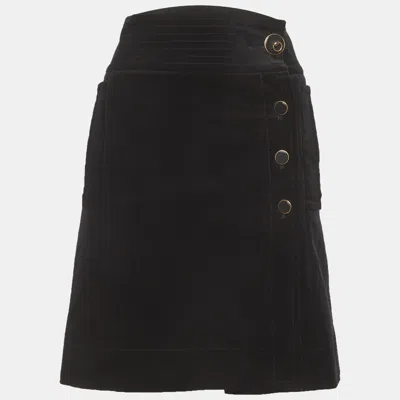 Pre-owned Gucci Black Velvet Button Detail Pencil Skirt M