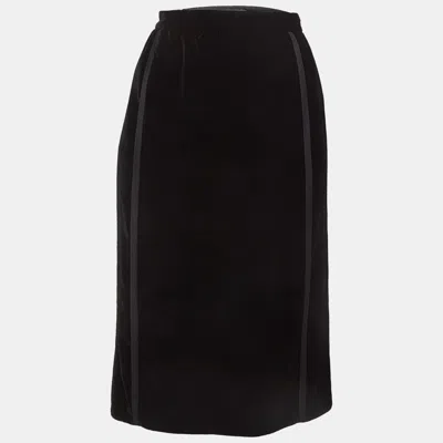 Pre-owned Gucci Black Velvet Midi Skirt S