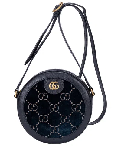 Pre-owned Gucci Black Velvet Monogram Canvas Round Crossbody (authentic Pre-loved)