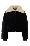 Gucci Velvet Padded Jacket Shearling Collar Quilting In Black
