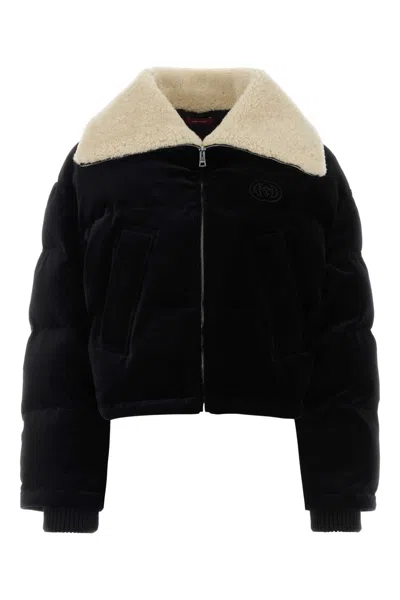 Gucci Black Velvet Padded Jacket