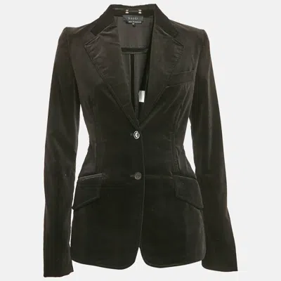 Pre-owned Gucci Black Velvet Single Breasted Blazer S