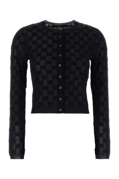 Gucci Cropped Cardigan With Buttons And Long Sleeves In Black