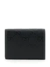 Gucci Black Wallet With All-over Gg Logo In Grained Leather Woman In Multicolor