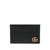 Gucci Men Black Leather Gg Marmont Card Holder In Black