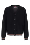 Gucci Crochet Cardigan With V Neck And Striped Hem