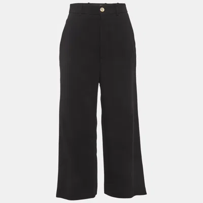 Pre-owned Gucci Black Web Trim Crepe Trousers S