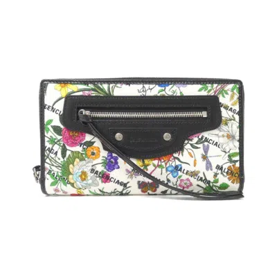 Pre-owned Gucci Black White Canvas Leather Long Wallet (bi-fold) () In Multi