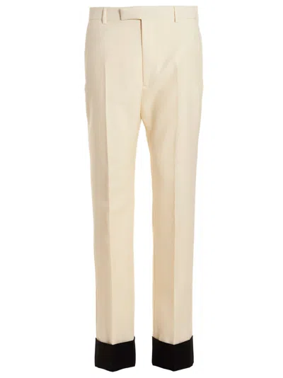 Gucci Black White Contrast Edging Trousers In Blackwhite