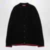 Gucci Knitted Wool Cardigan With Web Pattern In Black