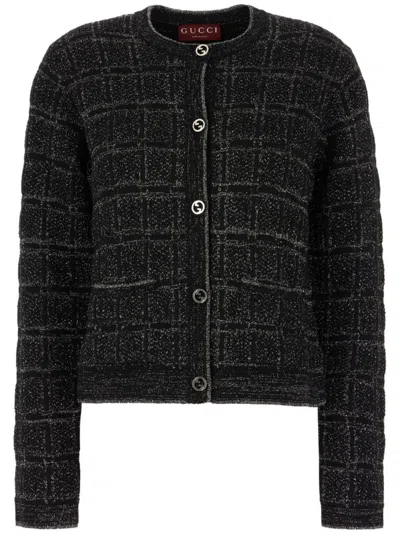 Gucci Black Wool And Jacquard Cardigan
