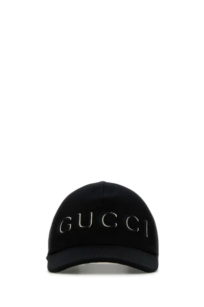 Gucci Women Embroidered Wool Baseball Cap In Black