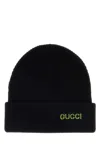 Gucci Ribbed Wool Beanie Folded Cuff In Black