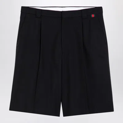Gucci Black Wool-blend Bermuda Shorts With Web Detail Men