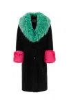 Gucci Black Contrast-trim Shearling-collar Coat