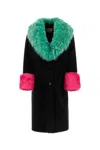 Gucci Black Contrast-trim Shearling-collar Coat