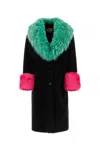 Gucci Black Contrast-trim Shearling-collar Coat In 1043