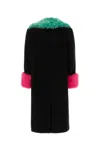 Gucci Black Contrast-trim Shearling-collar Coat In 1043