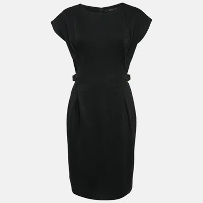 Pre-owned Gucci Black Wool Blend Knit Buckle Detail Short Dress M