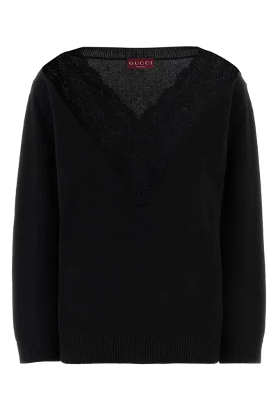 GUCCI BLACK WOOL BLEND OVERSIZE SWEATER