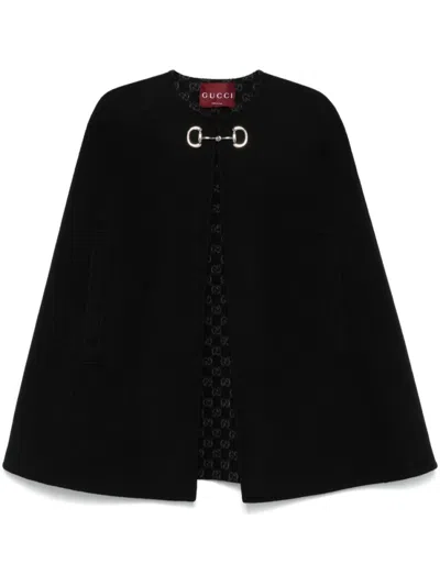 GUCCI BLACK WOOL CAPE