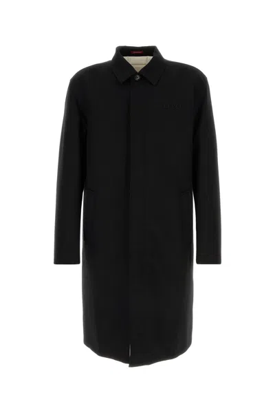 Gucci Wool Coat With Long Sleeves And Side Pockets In Black