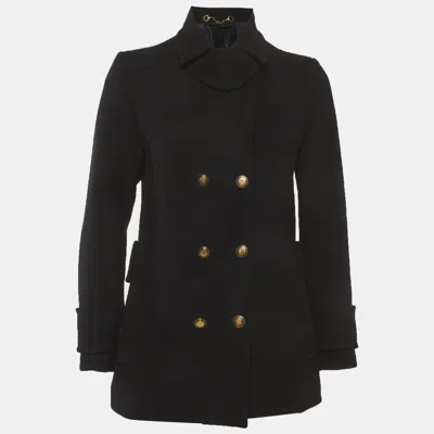 Pre-owned Gucci Black Wool Double Breasted Pea Coat S