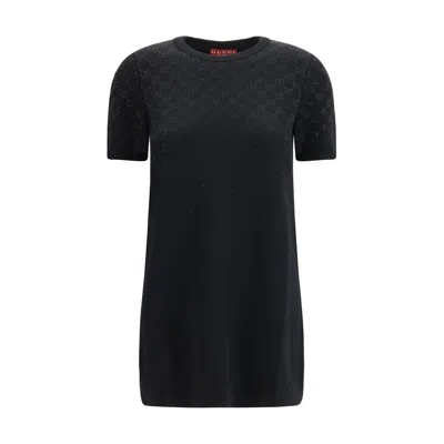 Gucci Short Sleeve Crew-neck Dress In Black