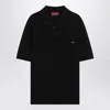 Gucci Fine Wool Knit Polo Top With Intarsia In Black