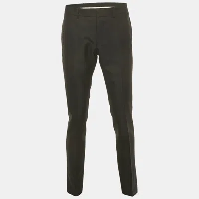 Pre-owned Gucci Black Wool Regular Trousers L