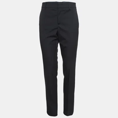 Pre-owned Gucci Black Wool Side Satin Trim Trousers M