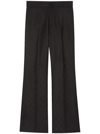 Gucci Black Wool Signature Trousers For Women