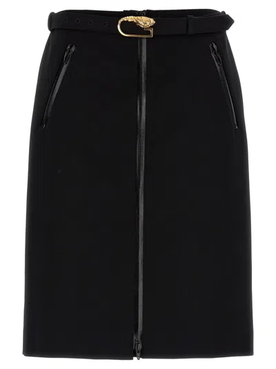 GUCCI BLACK WOOL SKIRT WITH REMOVABLE BELT