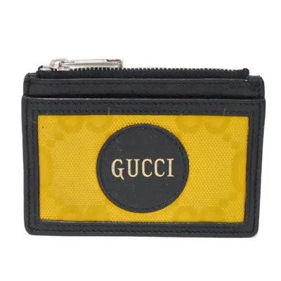 Pre-owned Gucci Black Yellow Nylon Leather Coin Purse/coin Case ()