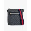 Gucci Mens Black/black/brb Monogram-print Coated-canvas Cross-body Bag In Black/black/brb