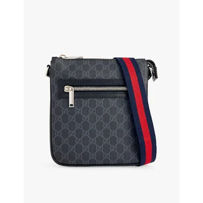 Gucci Mens Black/black/brb Monogram-print Coated-canvas Cross-body Bag