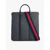Gucci Mens Black/black/brb Monogram-print Coated-canvas Tote Bag In Black/black/brb