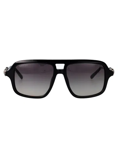 Gucci Black-black-grey Acetate Sunglasses