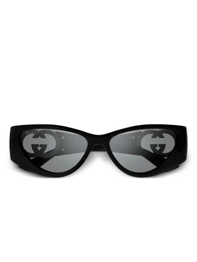 Gucci Black-black-grey Injection Sunglasses In Brown